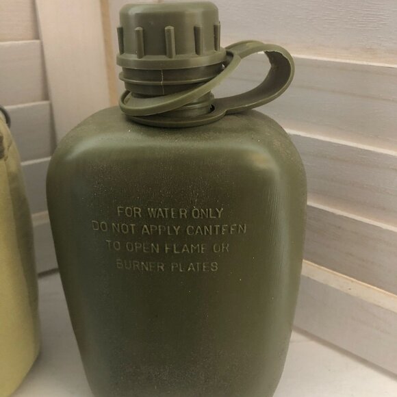 Vintage Military Canteen Water Bottle Kettle Pouch Cup Set Army Green - Picture 7 of 9